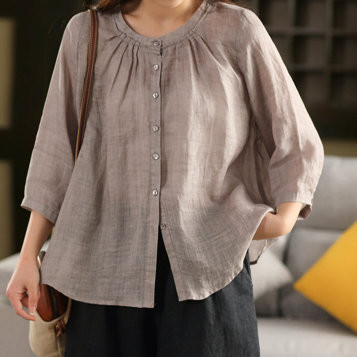 Femme let Button-Down skjorte med rynket detalje Stilla
