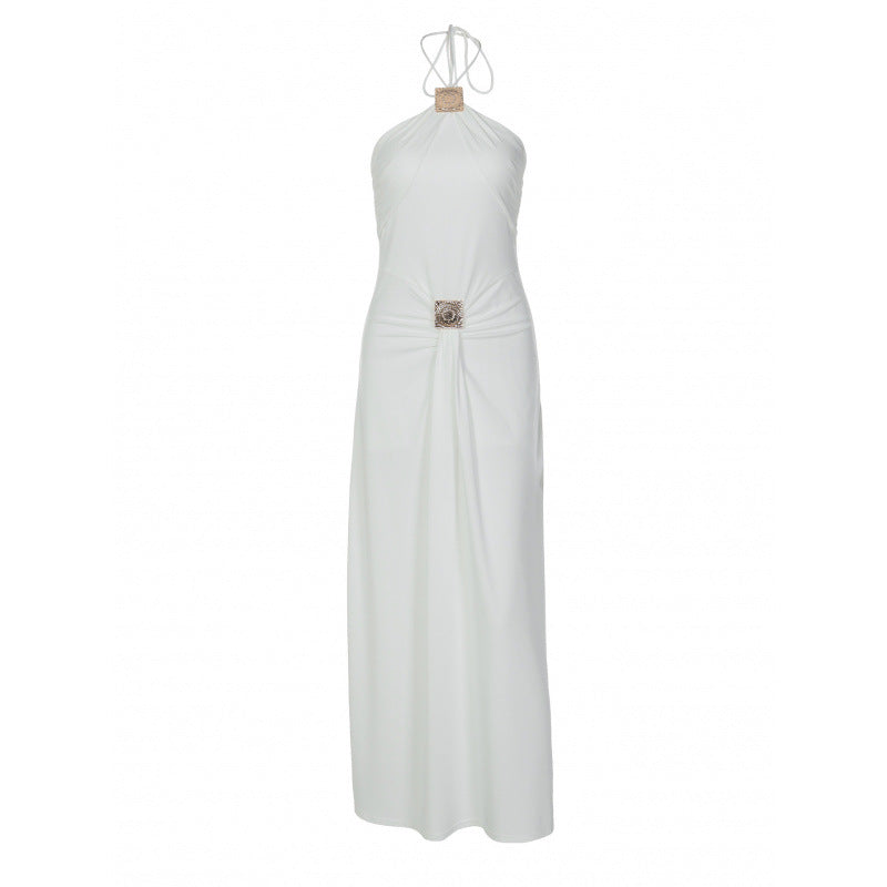 Dame Elegant aften kjole med halterneck design og figurtilpasset silhuet Skovae