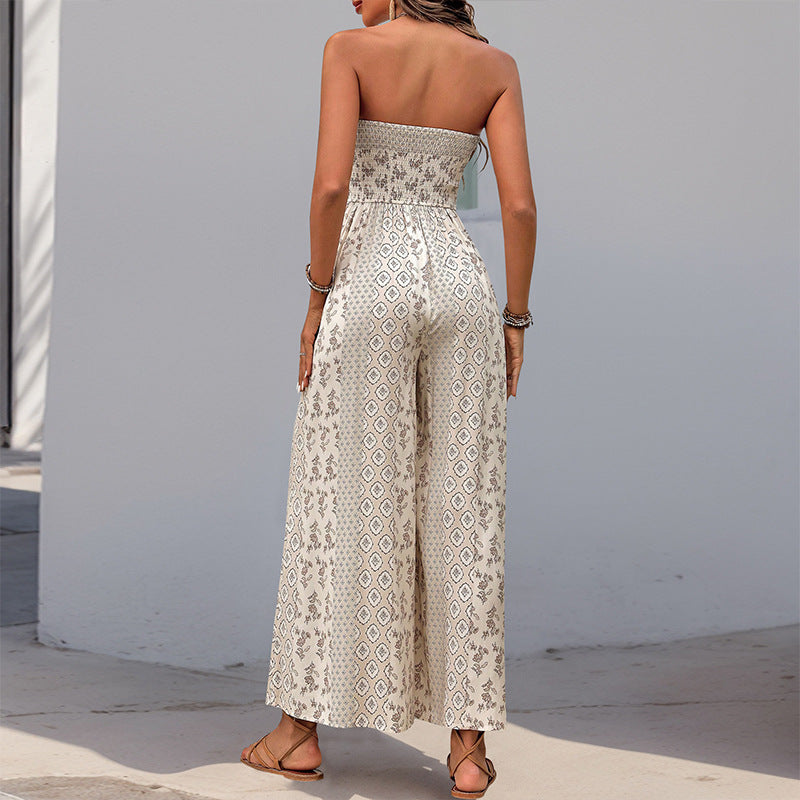 Femme Strapless Bohemian Trykt Jumpsuit Stilla