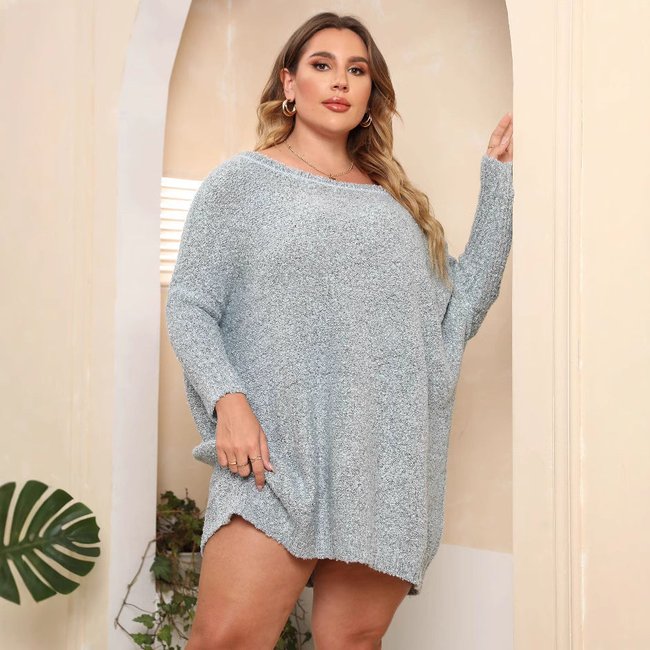 Dame Oversized Strikkjole med afslappet udskæring og lange ærmer Stilla