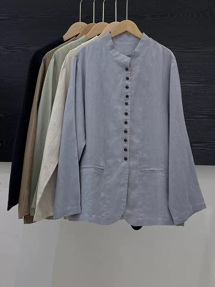Femme Button-Up Linen Blazer Stilla
