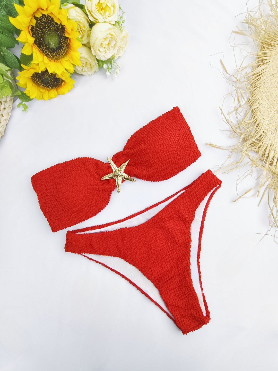 Dame bandeau-bikini med glitrende stjernedetalje Skovae