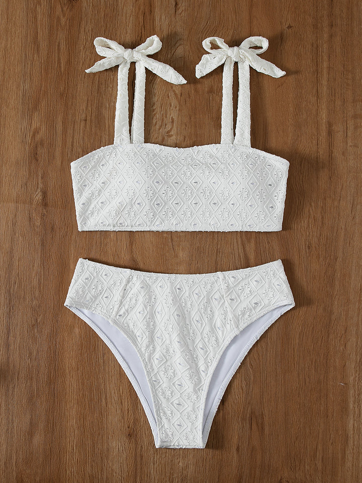 Dame struktureret Crop Top Bikini Sæt Stilla