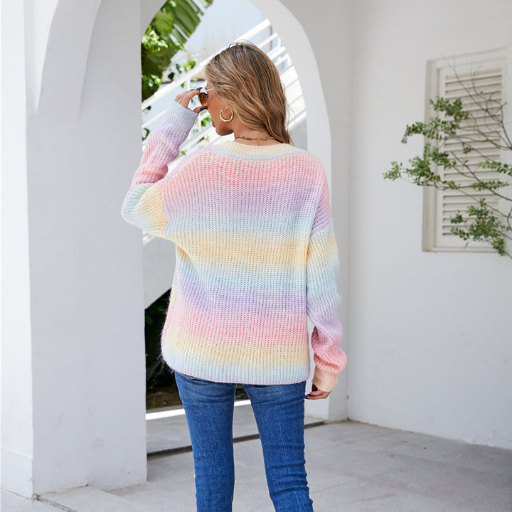 Kvinders afslappede sweater med moderigtigt V-hals og innovativ strikkonstruktion Stilla