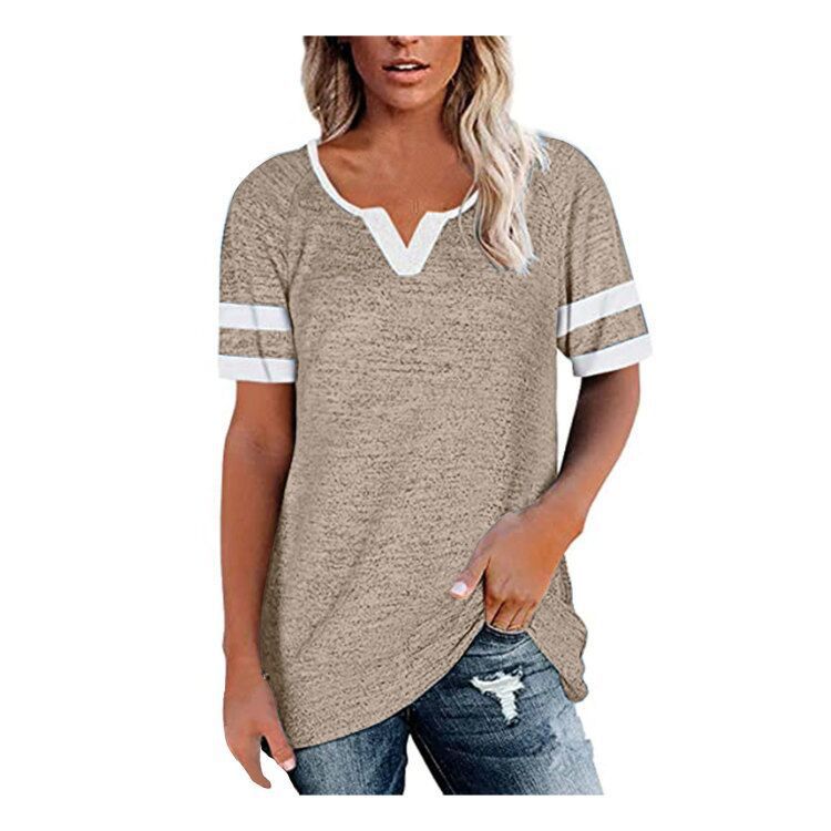Dame Lækkert V-hals T-shirt med sporty stribemotiv Stilla