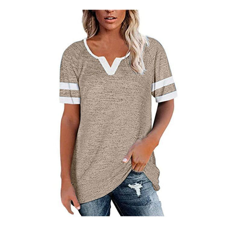 Dame Lækkert V-hals T-shirt med sporty stribemotiv Stilla