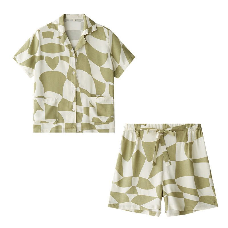 Dame Pyjamasæt med legende geometrisk design og praktiske lommer Stilla