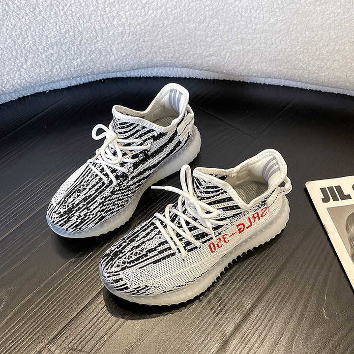 Dame Komfort-Sneakers med åndbar strikdesign og tyk sål Stilla