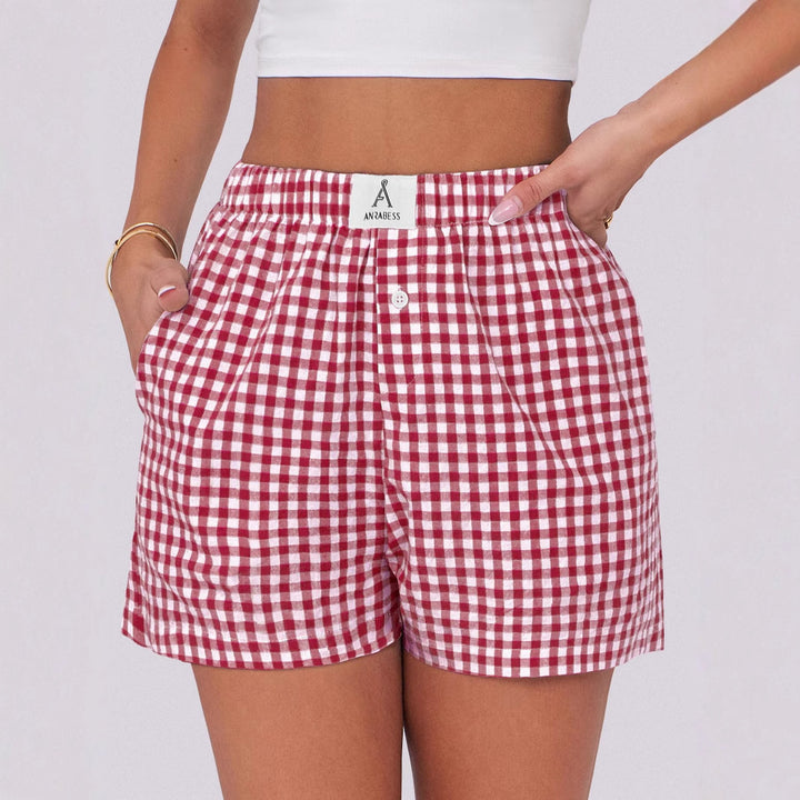 Dame Gingham Check Fritid Shorts Stilla