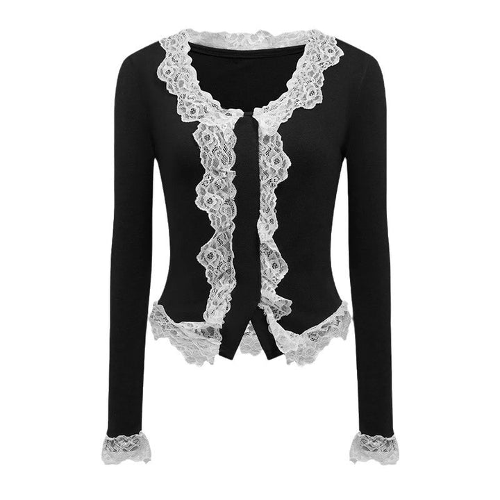 Kvinder Elegant top med dekorative blondedetaljer Stilla