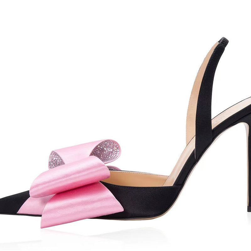 Femme Slingback Højhælede Pumps med dekorativ bue og rhinestone-detaljer Stilla