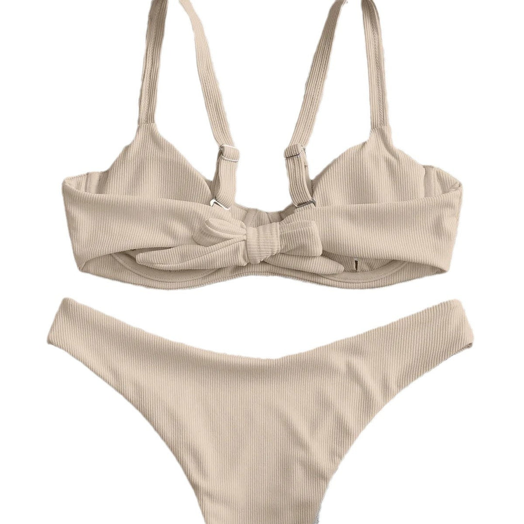 Dame bikini-sæt med elegant rib-design og højskåret trusse Stilla