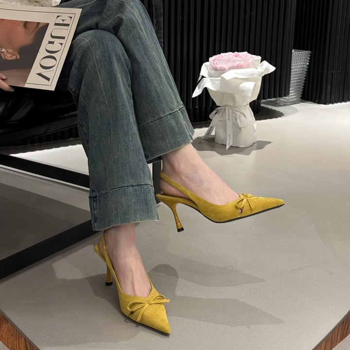 Dame Slingback Spidstårne med Sløjfe Design Stilla