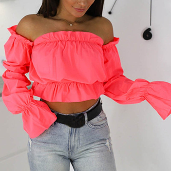 Femme Off-Shoulder Rüsch Crop Top Stilla