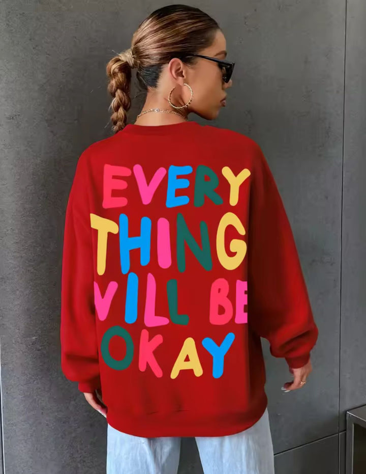 Dame sweatshirt med farverig skrift Stilla