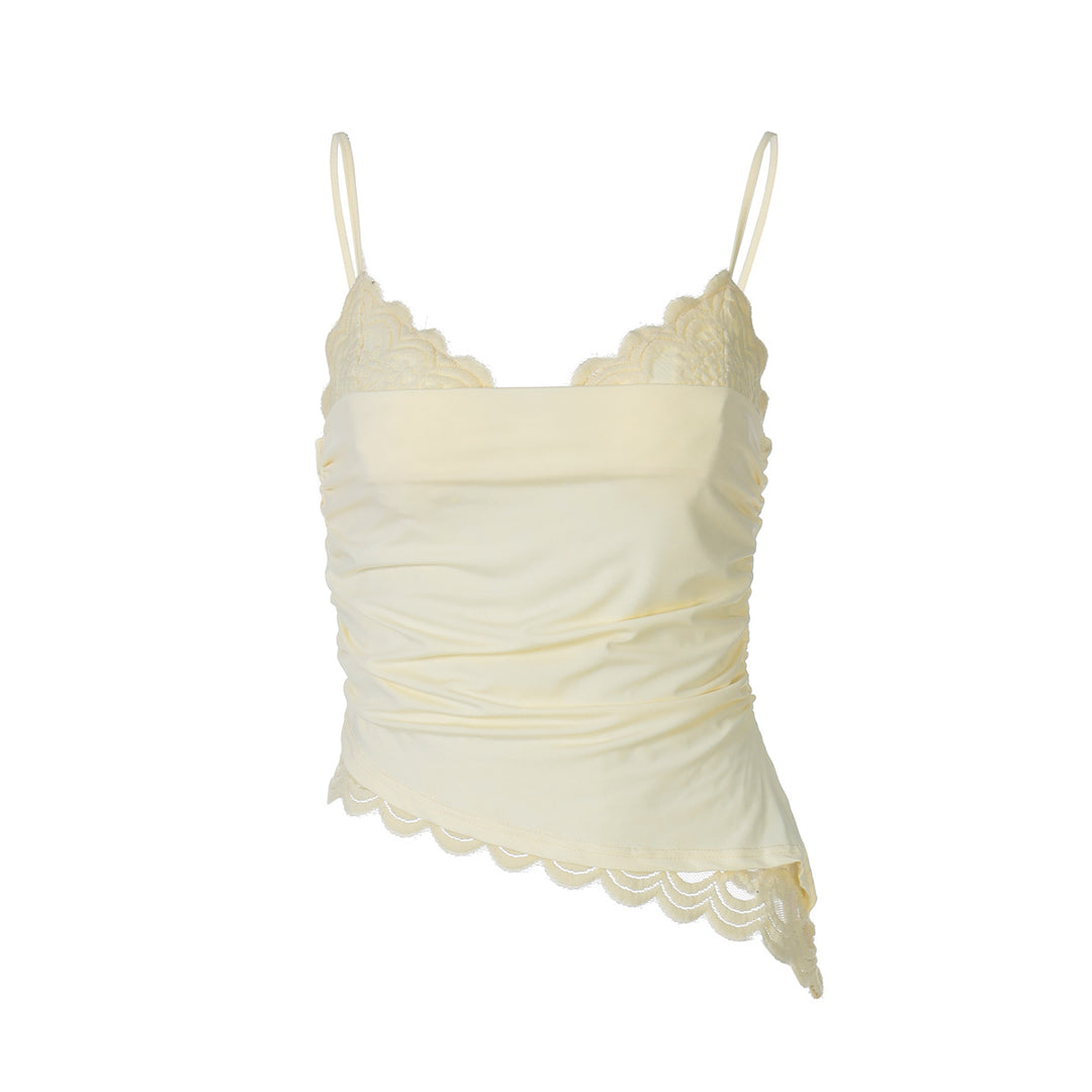 Dame top med elegant spidskant og afslappet draperet design Stilla