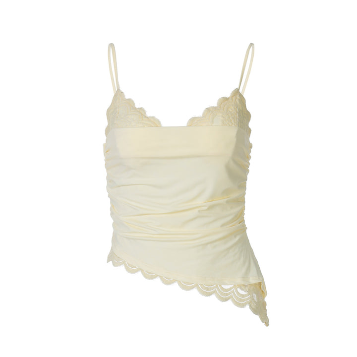 Dame top med elegant spidskant og afslappet draperet design Stilla