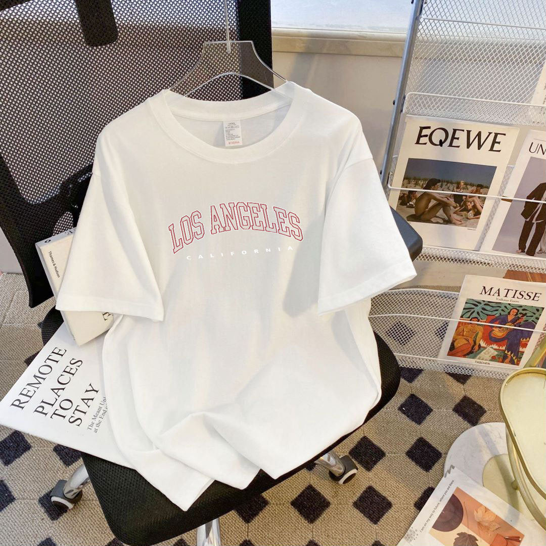 Dame T-shirt med stilfuld Los Angeles tekst og afslappet pasform Stilla