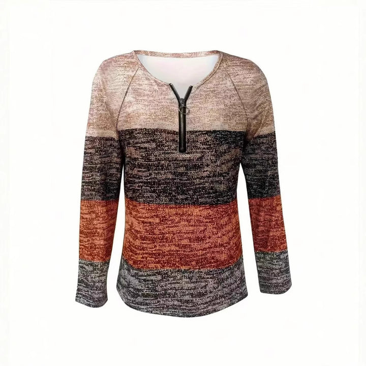 Dame sweater med lynlås og struktureret design Stilla