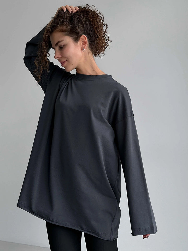 Dame Oversize Langærmet T-shirt med høj krave Stilla