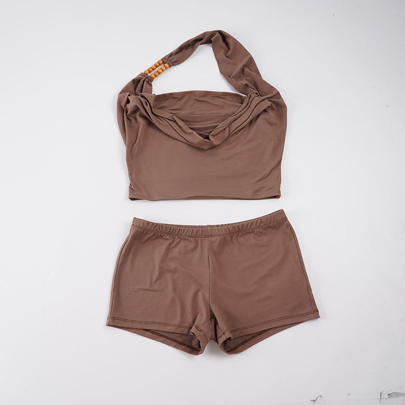 Dame Sporty bikini-sæt med justerbar top og komfortable shorts Skovae