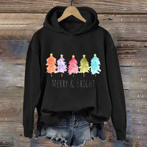 Kvinders Hoodie Sweatshirt med Festligt Træ Grafik Skovae