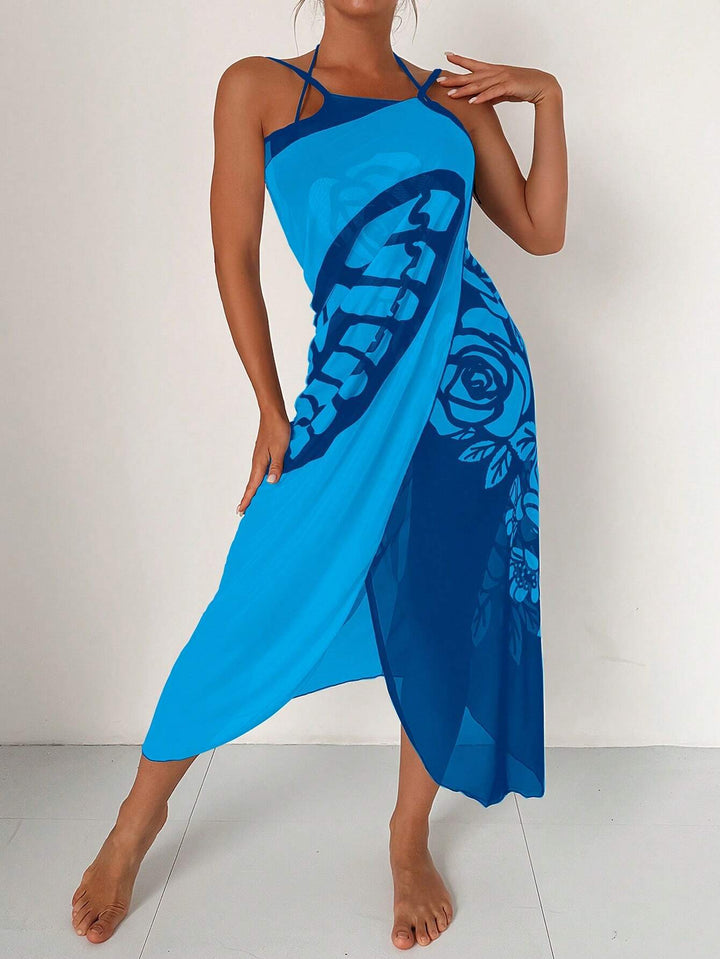 Dame Floral Print Schwimmeddelskjole Stilla