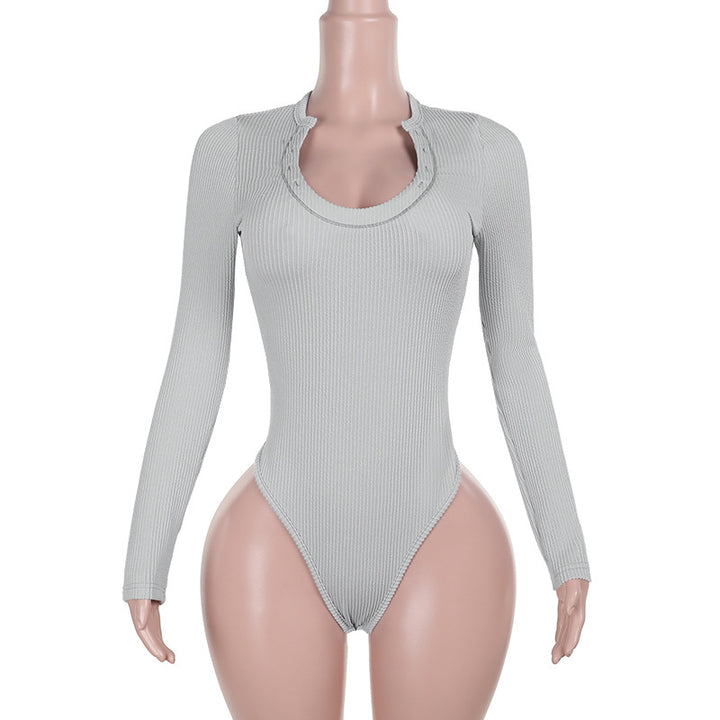 Dame Langærmet Bodysuit med elegant rund halsudskæring Skovae