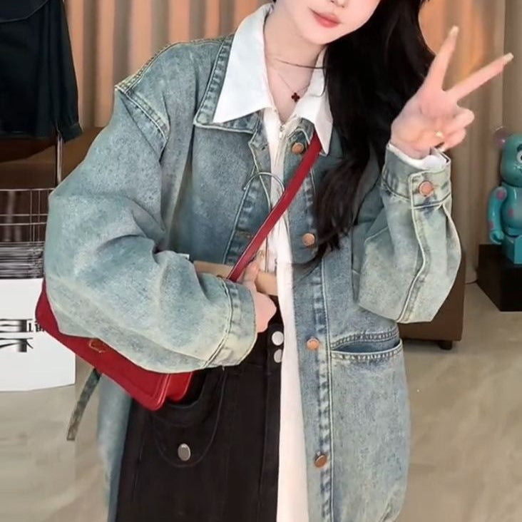 Kvinders afslappede oversized denimjakke Stilla