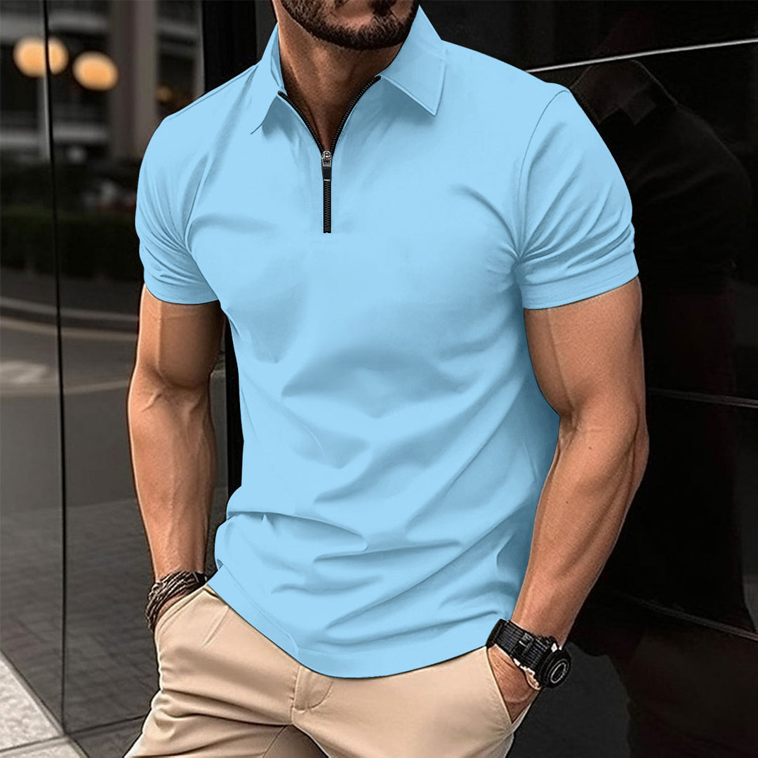 Herre Moderne Zip-Up Performance Polo-Skjorte Stilla
