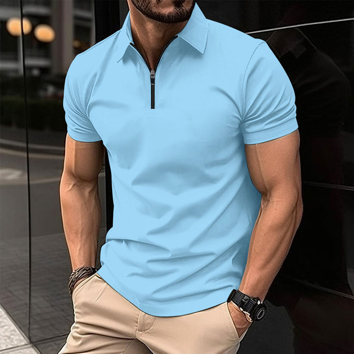 Herre Moderne Zip-Up Performance Polo-Skjorte Stilla