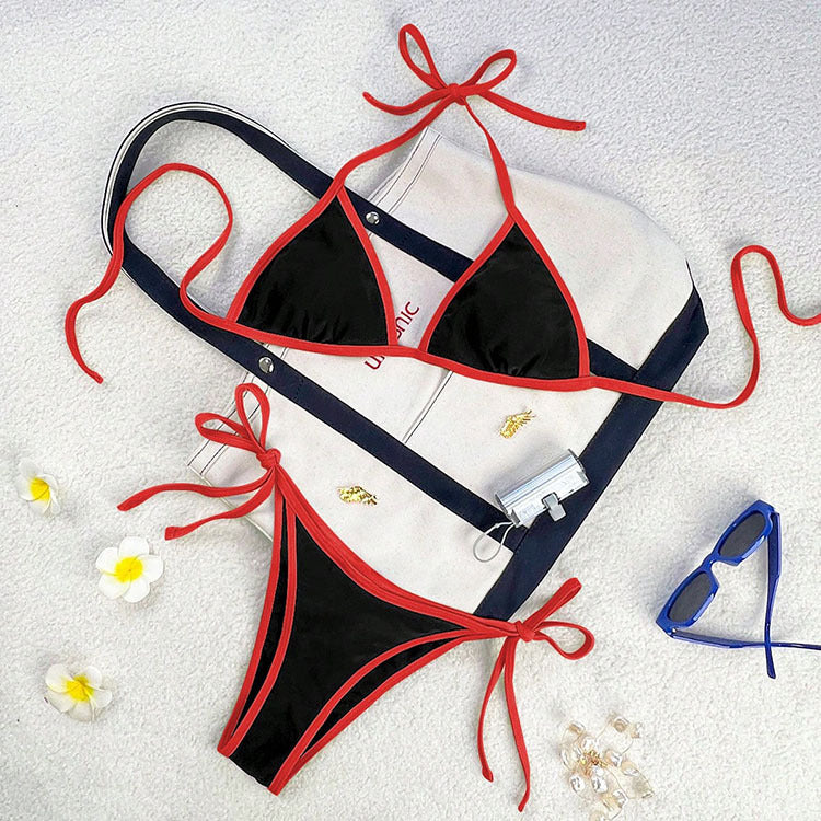 Dame triangel-bikini med legende snore detaljer Skovae