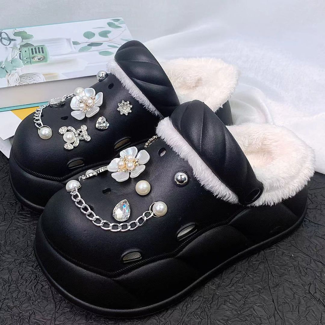 Dame Mode Clogs med dekorativt Smykke Stilla