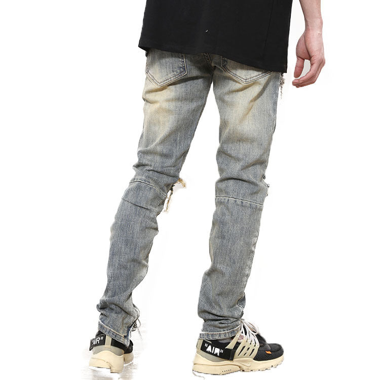 Herre Destroyed Jeans i moderne Slim-Fit med unikke revnedetaljer Stilla