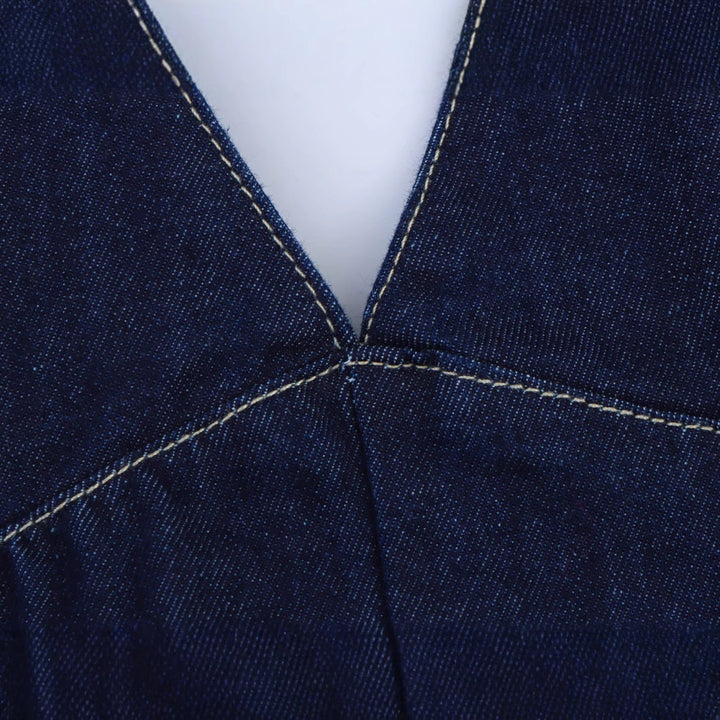 Femme Halterneck Denim Flared Dress Stilla