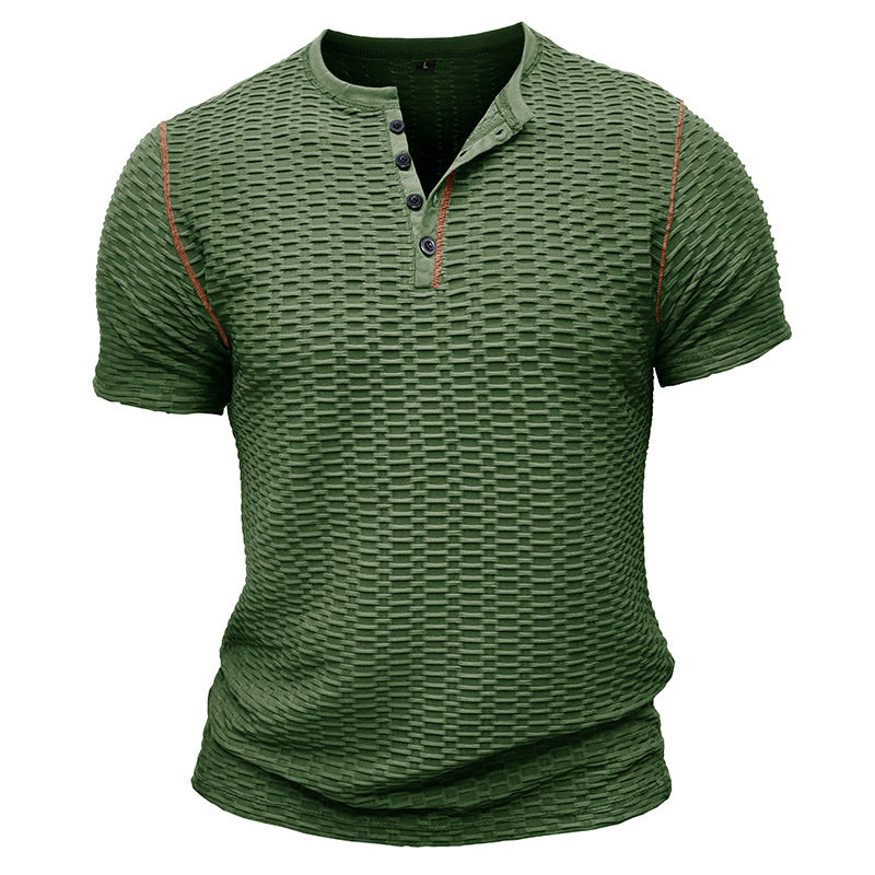Herrer kortærmet Henley T-shirt med struktureret design og tætsiddende pasform Stilla