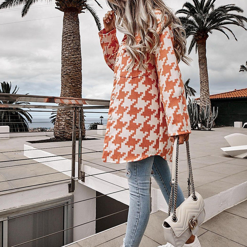 Dame Mønstret Oversized Button-Up Jakke Stilla