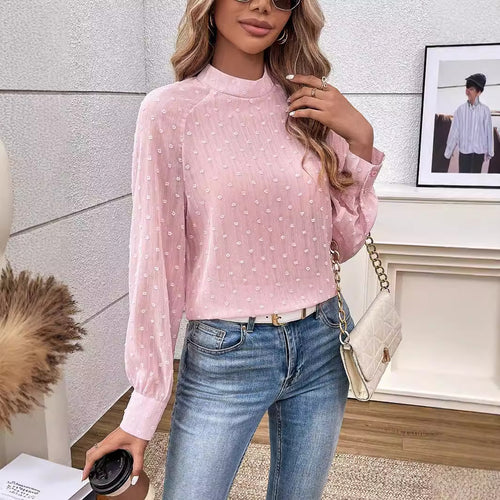 Dame luksus chiffonbluse med emblemerede detaljer Stilla