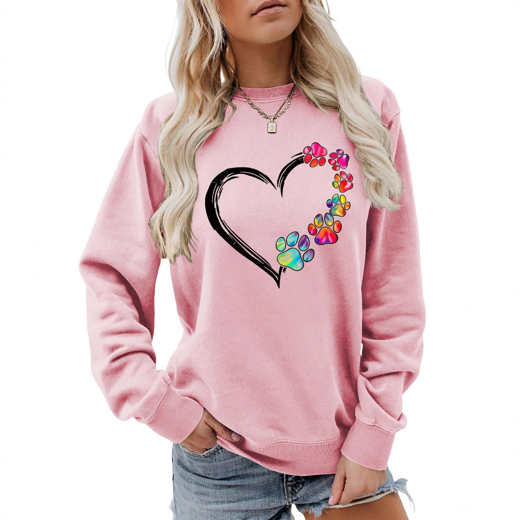 Kvinders sweatshirt med kreativ pote hjerte design Stilla