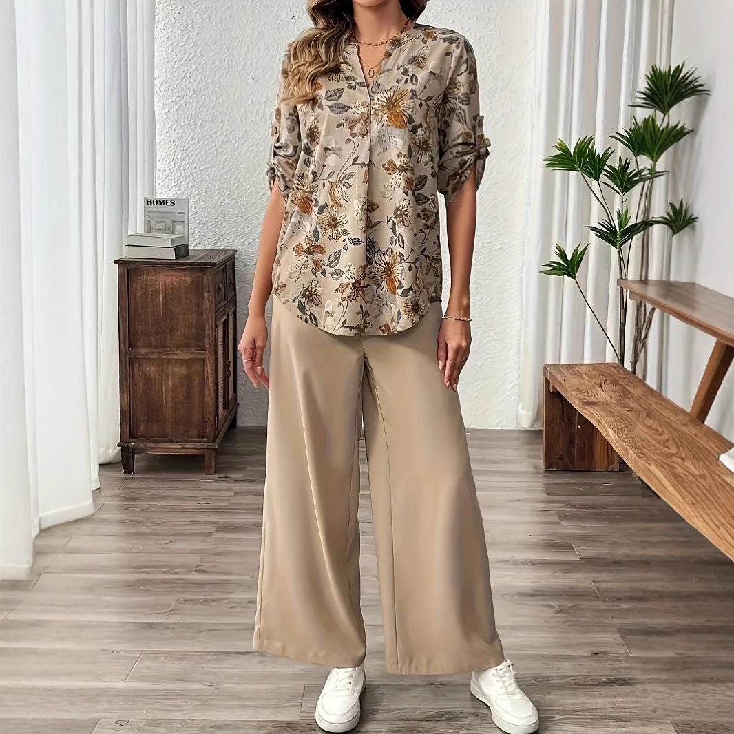 Dame luftig bluse med blomsterdesign og loose fit Stilla