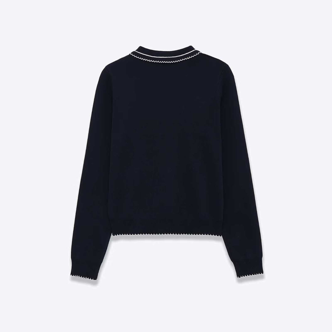 Damer strikket pullover med polo krave og knap-lukning Stilla
