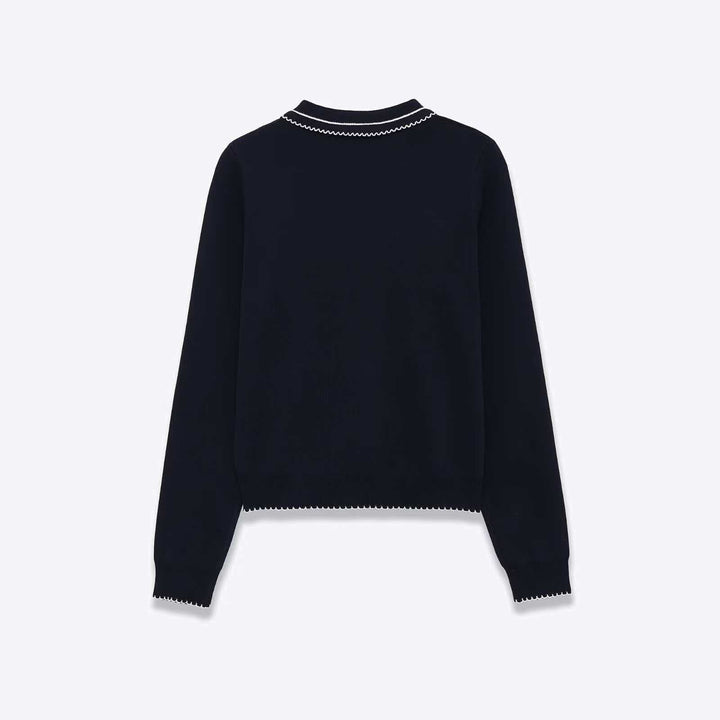 Damer strikket pullover med polo krave og knap-lukning Stilla