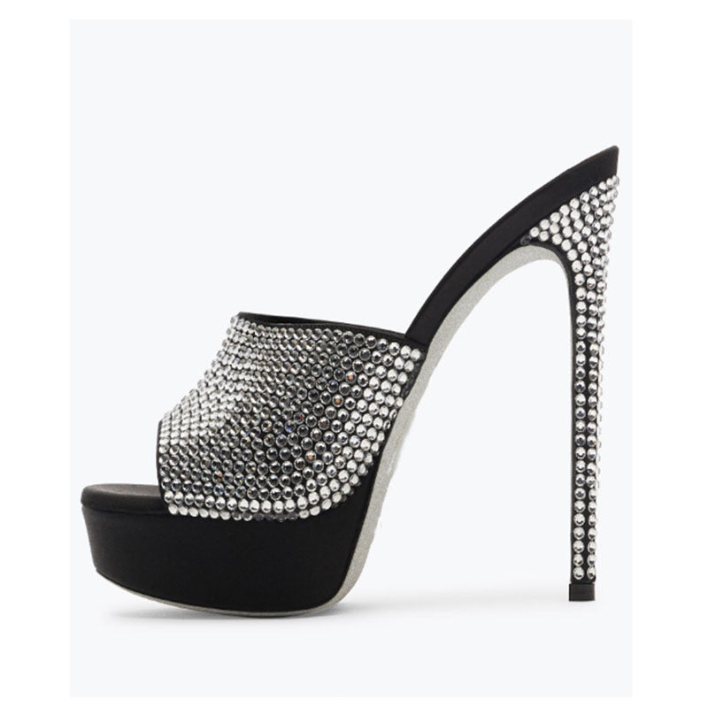 Femme strass-dekorerede høje plateau pumps Stilla