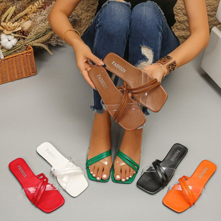 Dame Modiske Slide-sandaler med gennemsigtige remme og smagfuldt design Stilla