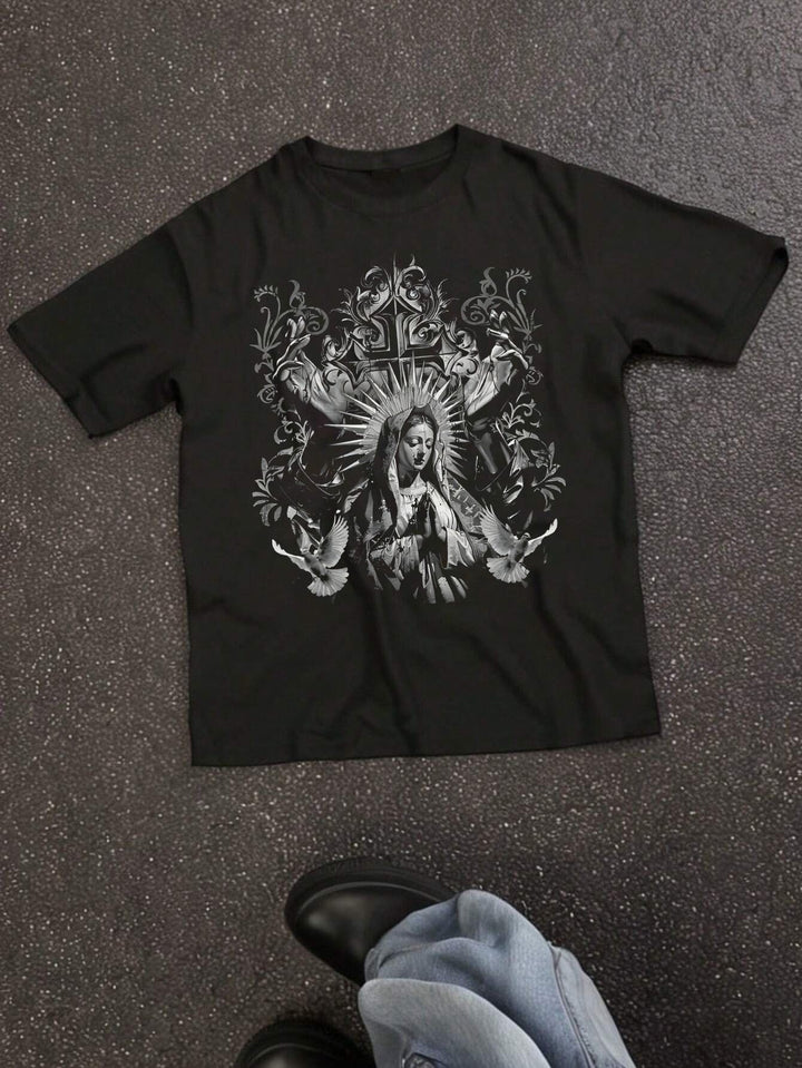 Dame T-shirt med kunstnerisk skeletmotiv og unikt tryk Skovae