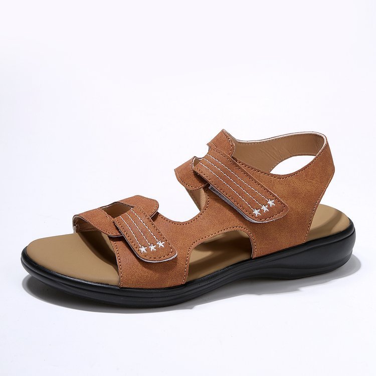 Dame Behagelige Velours-Sandaler med dobbelt Velcro-lukning og anatomisk fodseng Stilla