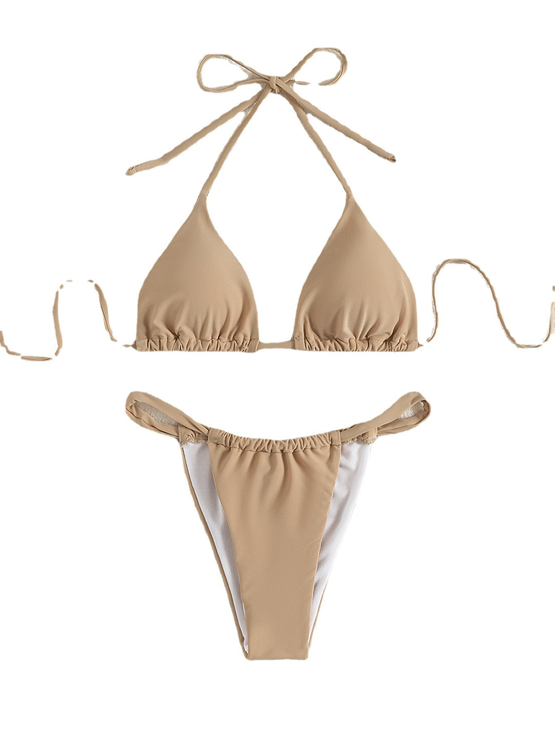 Dame Triangel-Bikini-sæt med højt skåret trusser og justerbare stropper Skovae