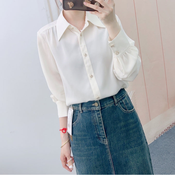 Dame Elegant og luftig bluse lavet af høj kvalitet chiffon med fashionable detaljer Stilla