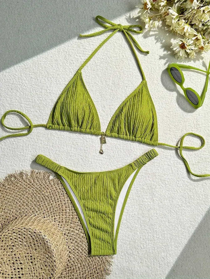 Dame triangel-bikini med bølget tekstur Skovae