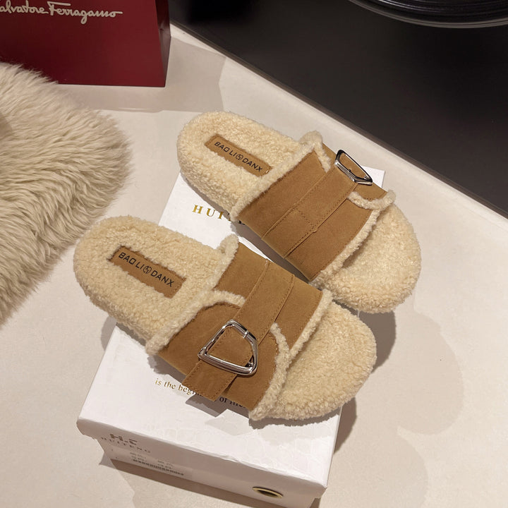 Femme Cozy Faux Fur Slide Sandaler Stilla